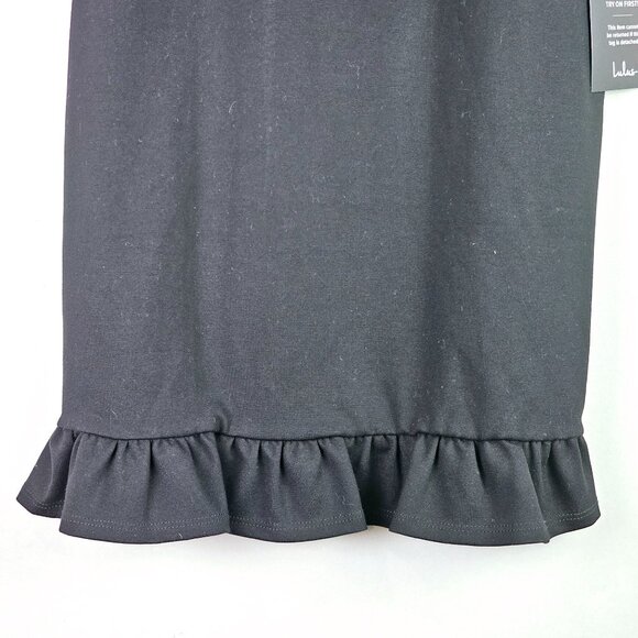 Lulus Spoonful of Sass Black Ruffled Bodycon Mini Dress, USA Made, Sz S, NWT - Picture 5 of 8